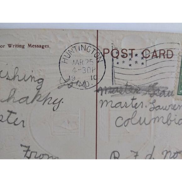 Easter Postcard Humanized Chicks Living In Giant Egg House Fantasy Germany 2142 - Picture 4 of 4